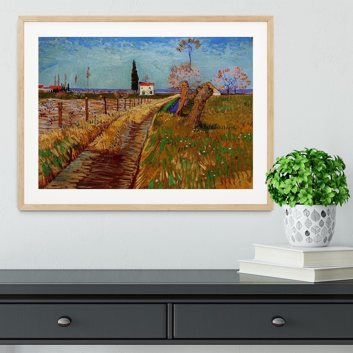 Path Through a Field with Willows by Van Gogh Framed Print - Canvas Art Rocks - 3