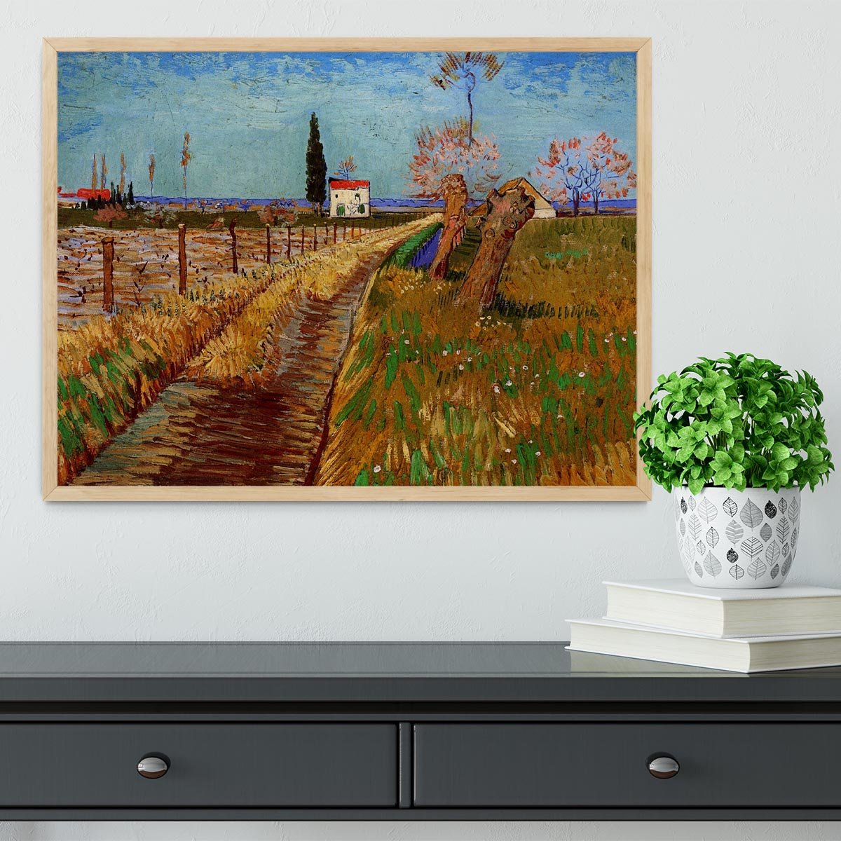 Path Through a Field with Willows by Van Gogh Framed Print - Canvas Art Rocks - 4