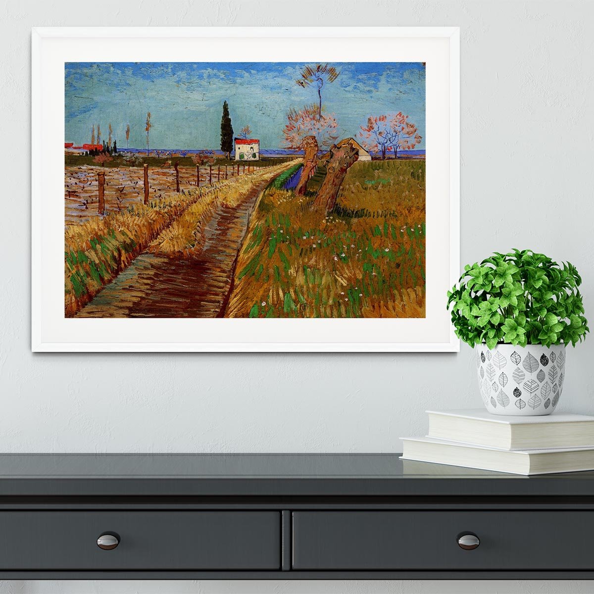 Path Through a Field with Willows by Van Gogh Framed Print - Canvas Art Rocks - 5