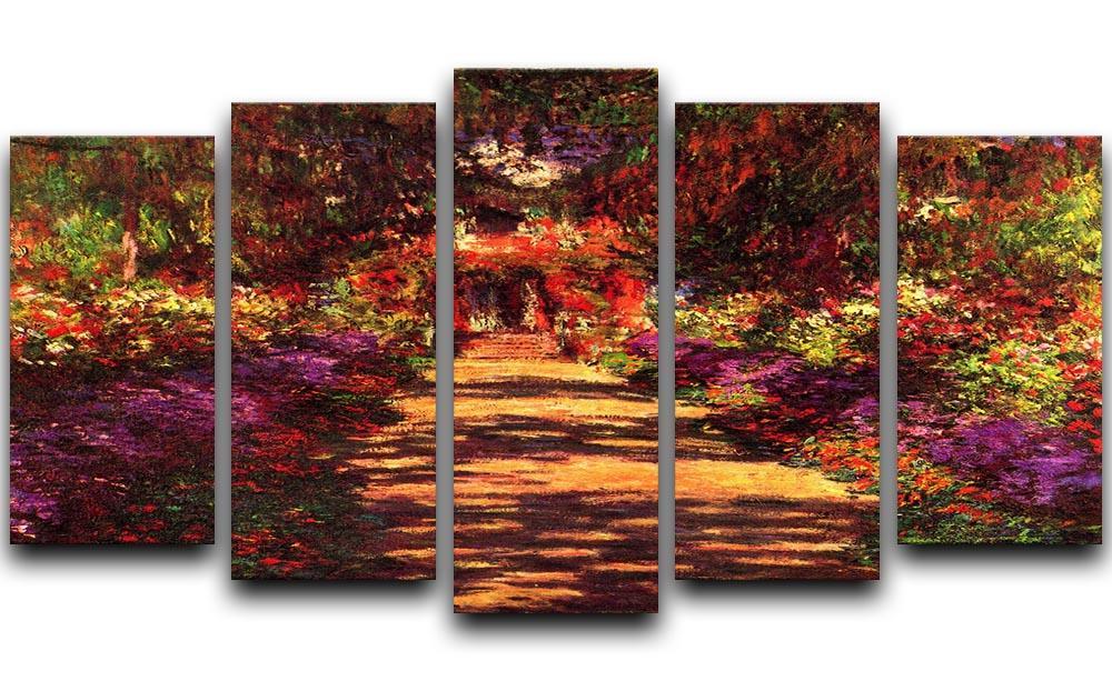 Path in Monets garden in Giverny by Monet 5 Split Panel Canvas  - Canvas Art Rocks - 1