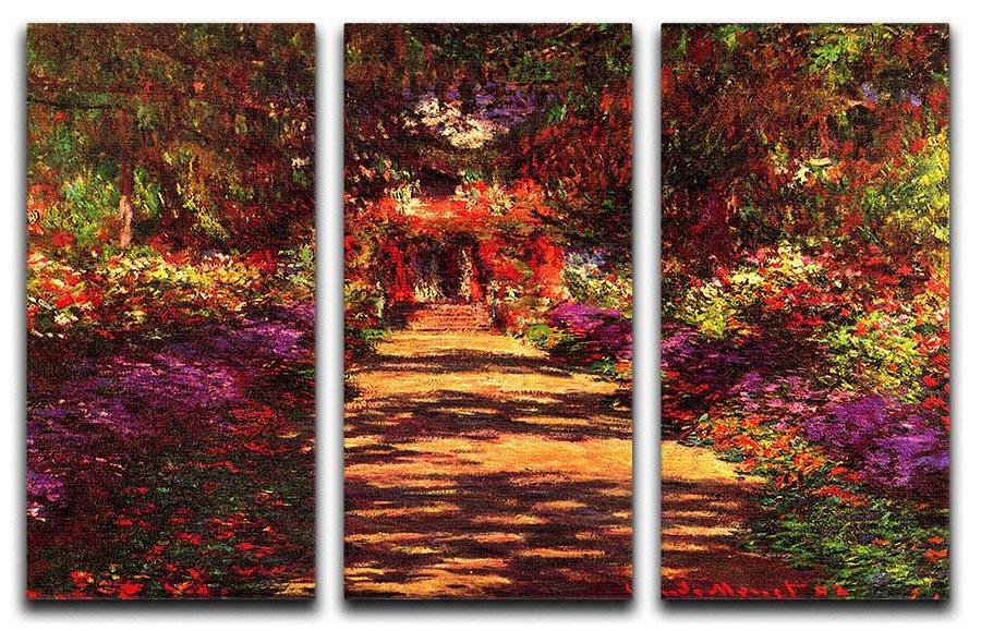 Path in Monets garden in Giverny by Monet Split Panel Canvas Print - Canvas Art Rocks - 4