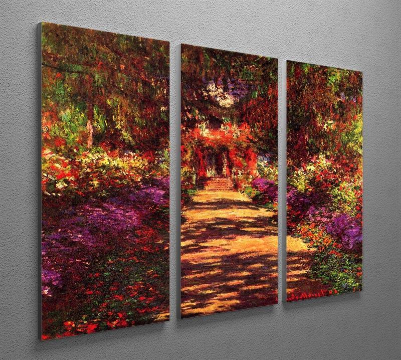 Path in Monets garden in Giverny by Monet Split Panel Canvas Print - Canvas Art Rocks - 4