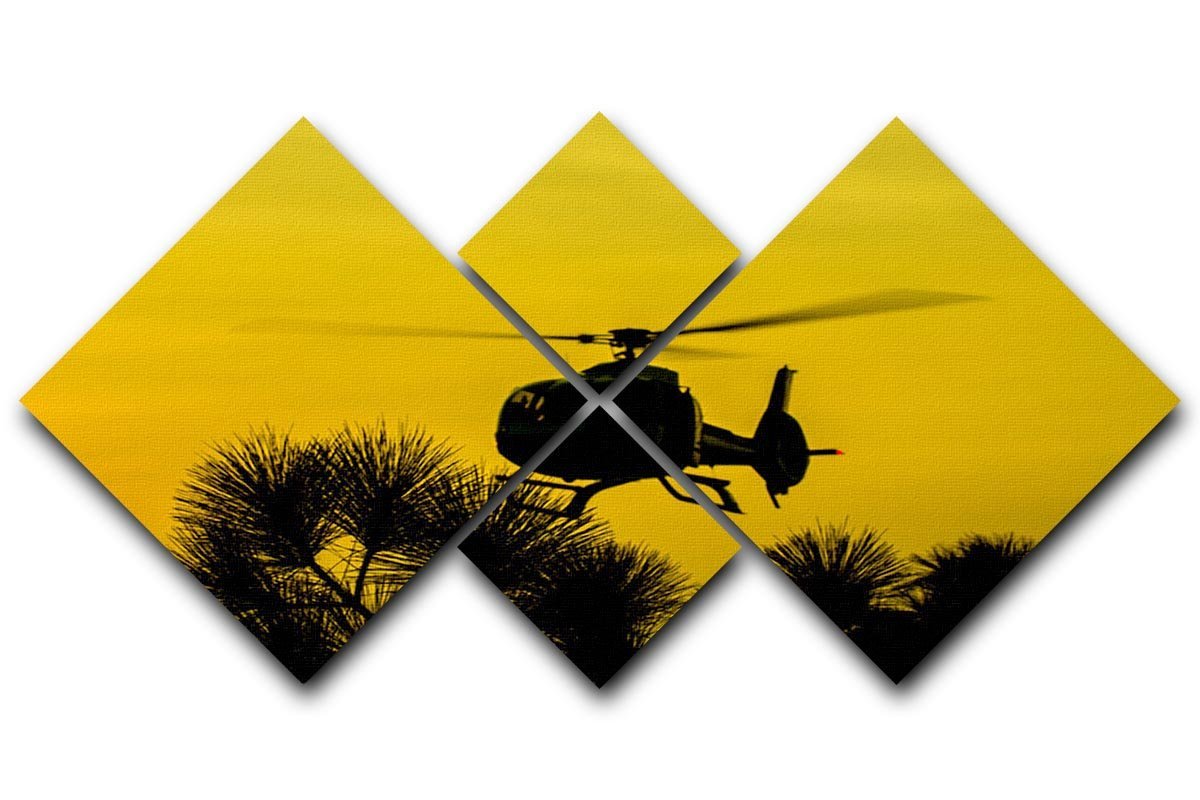 Patrol Helicopter flying in the sky 4 Square Multi Panel Canvas  - Canvas Art Rocks - 1