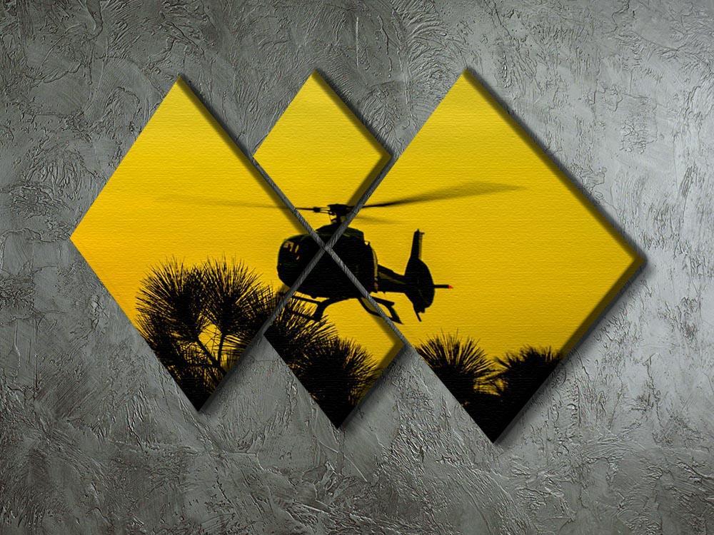 Patrol Helicopter flying in the sky 4 Square Multi Panel Canvas  - Canvas Art Rocks - 2