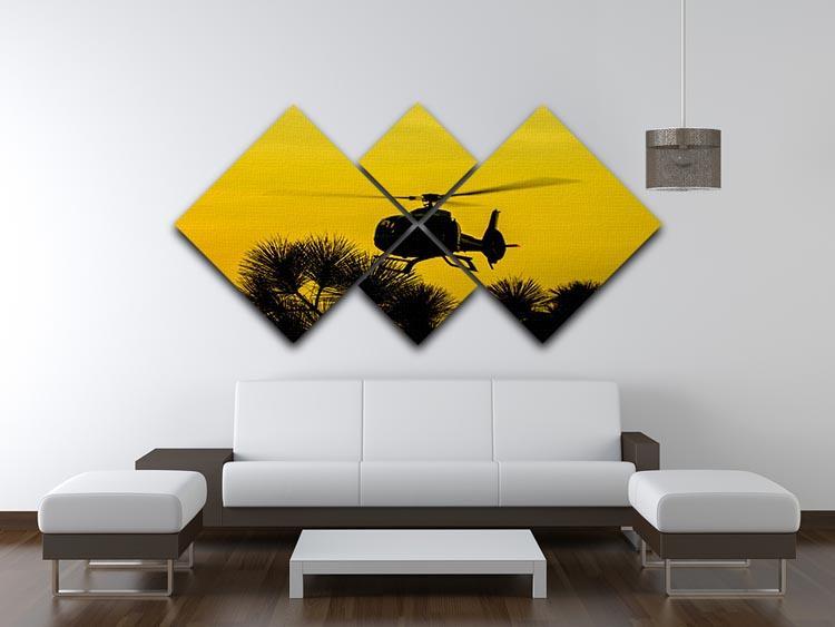 Patrol Helicopter flying in the sky 4 Square Multi Panel Canvas  - Canvas Art Rocks - 3