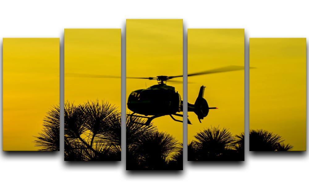 Patrol Helicopter flying in the sky 5 Split Panel Canvas  - Canvas Art Rocks - 1