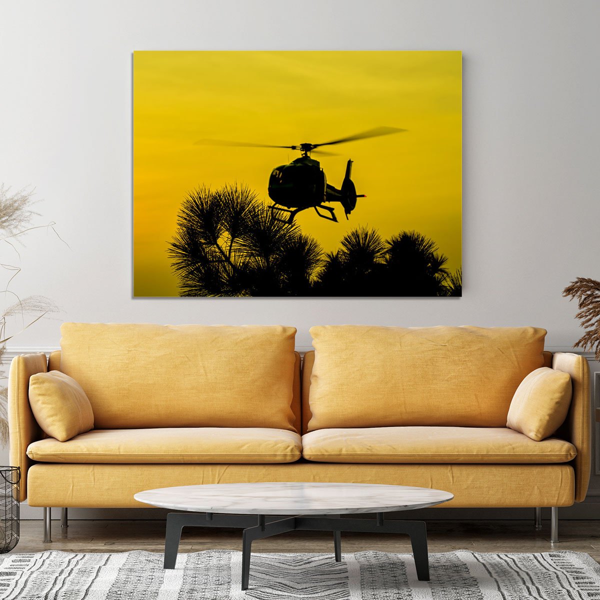 Patrol Helicopter flying in the sky Canvas Print or Poster