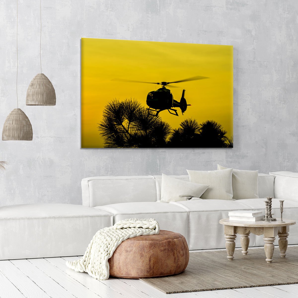 Patrol Helicopter flying in the sky Canvas Print or Poster