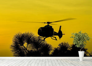 Patrol Helicopter flying in the sky Wall Mural Wallpaper - Canvas Art Rocks - 4