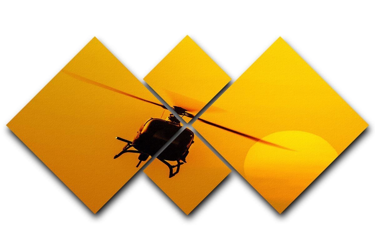 Patrol helicopter flying in sunset 4 Square Multi Panel Canvas  - Canvas Art Rocks - 1