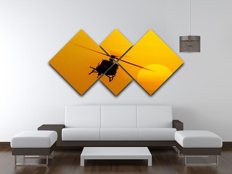 Patrol helicopter flying in sunset 4 Square Multi Panel Canvas  - Canvas Art Rocks - 3