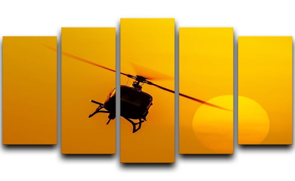 Patrol helicopter flying in sunset 5 Split Panel Canvas  - Canvas Art Rocks - 1