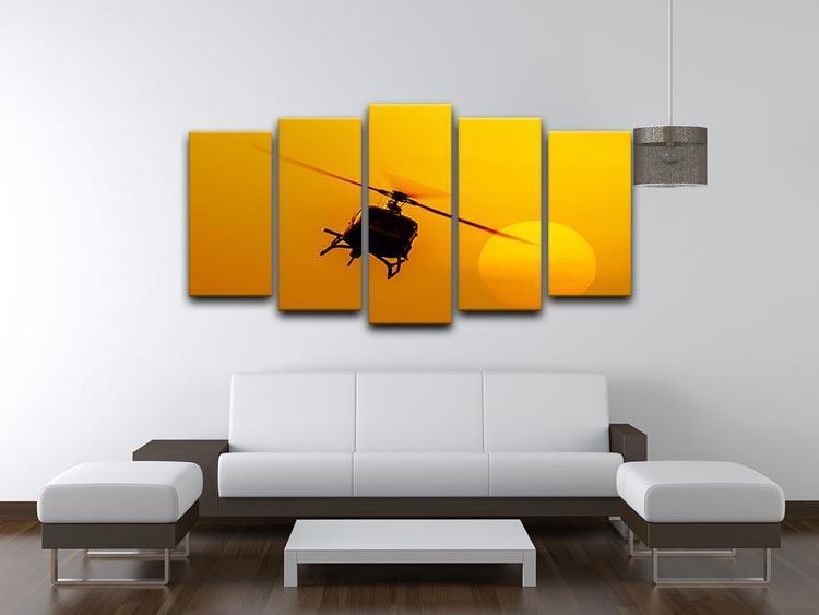 Patrol helicopter flying in sunset 5 Split Panel Canvas  - Canvas Art Rocks - 3