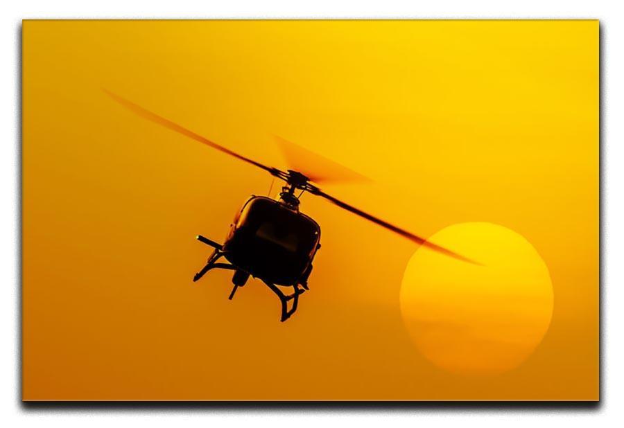 Patrol helicopter flying in sunset Canvas Print or Poster  - Canvas Art Rocks - 1