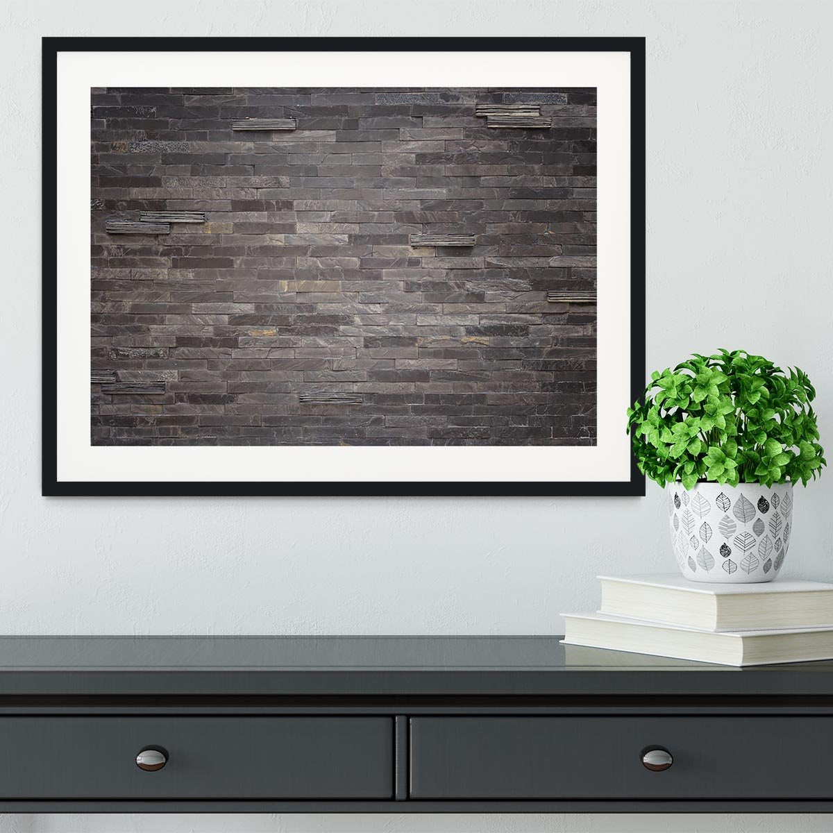 Pattern of black slate Framed Print - Canvas Art Rocks - 1