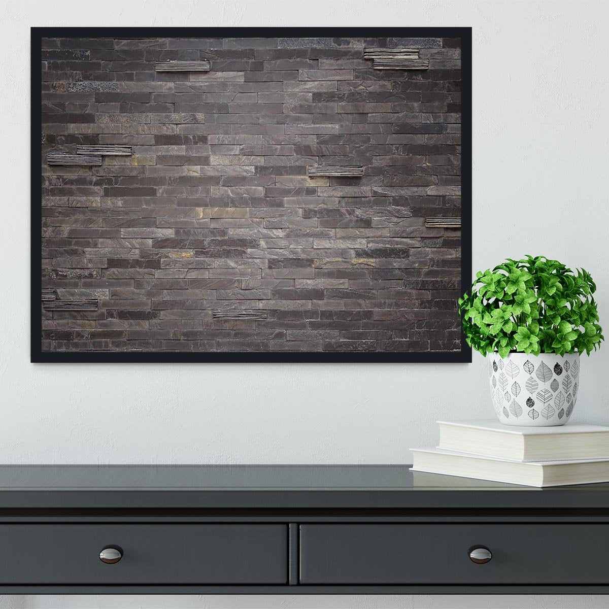 Pattern of black slate Framed Print - Canvas Art Rocks - 2