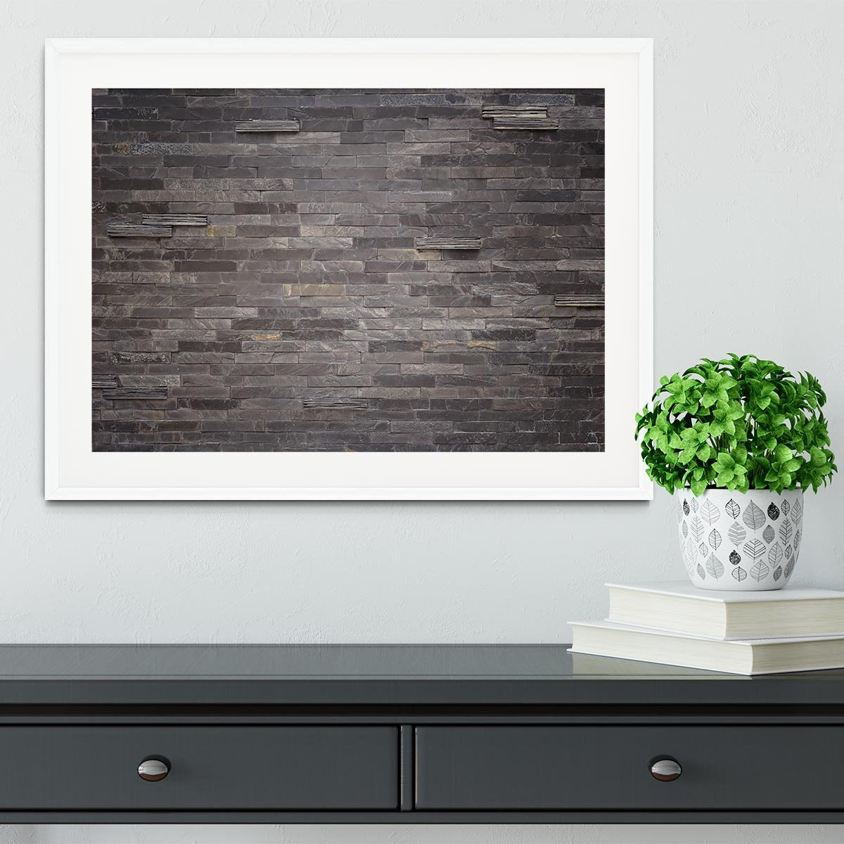 Pattern of black slate Framed Print - Canvas Art Rocks - 5