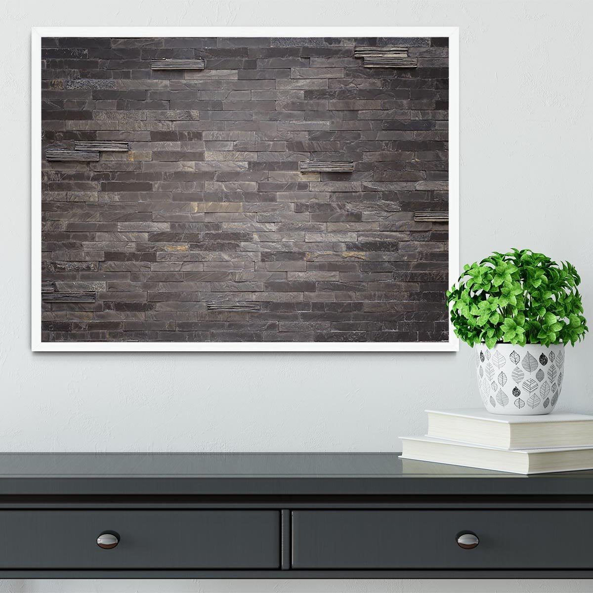 Pattern of black slate Framed Print - Canvas Art Rocks -6