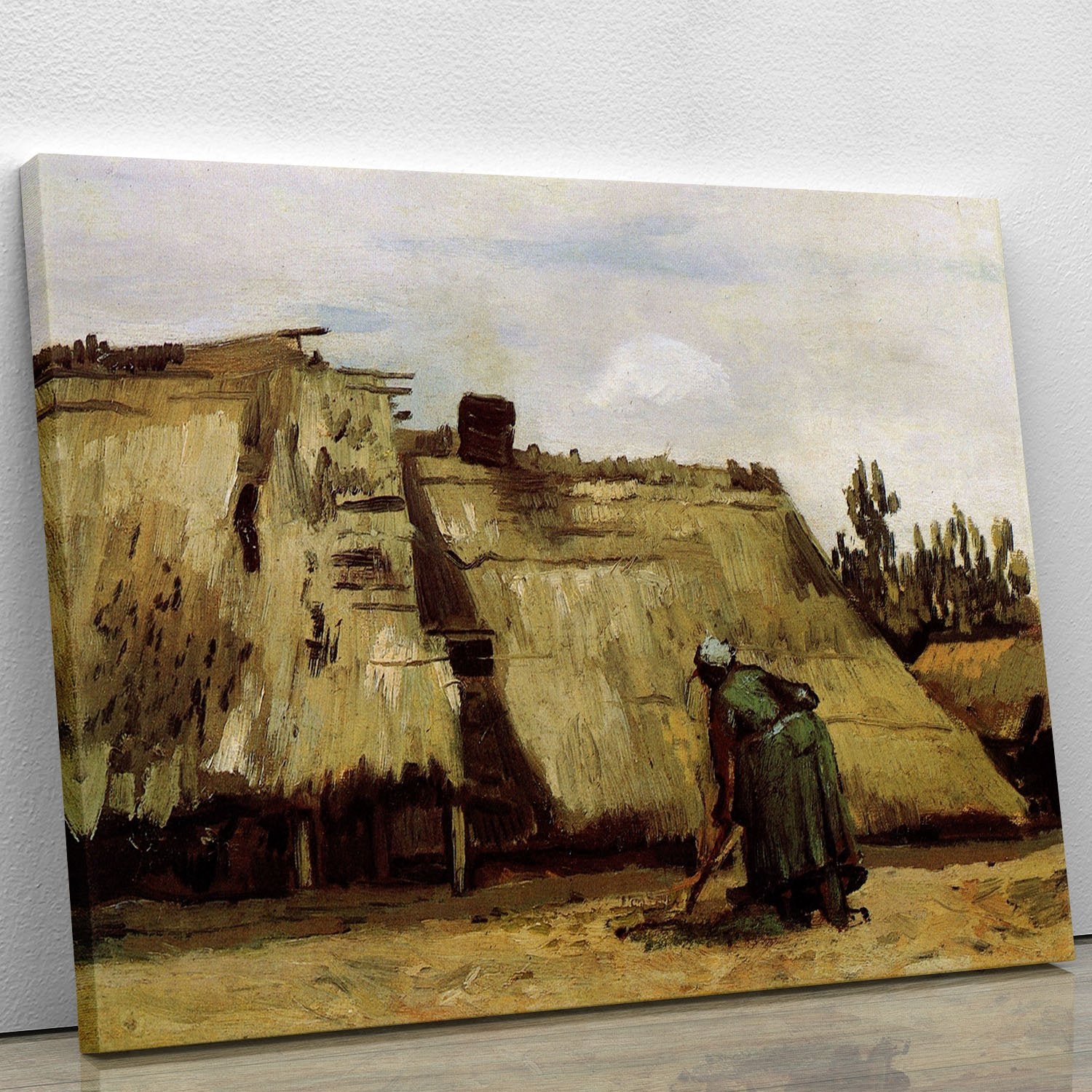Peasant Woman Digging in Front of Her Cottage by Van Gogh Canvas Print or Poster