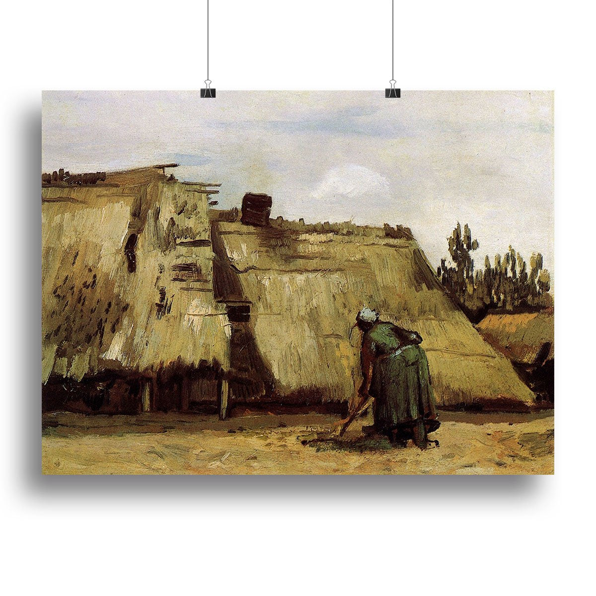 Peasant Woman Digging in Front of Her Cottage by Van Gogh Canvas Print or Poster