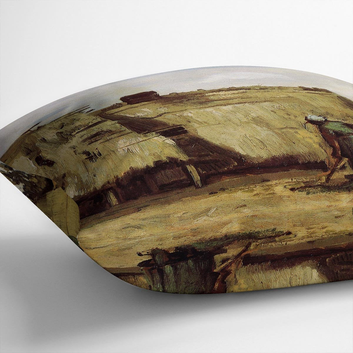 Peasant Woman Digging in Front of Her Cottage by Van Gogh Throw Pillow