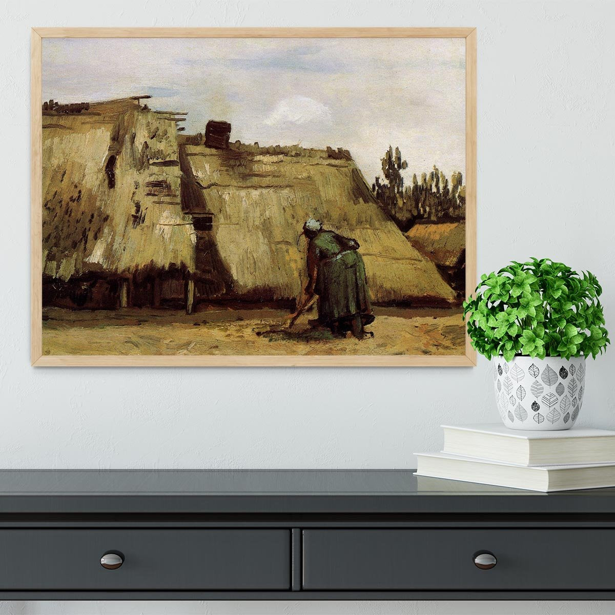 Peasant Woman Digging in Front of Her Cottage by Van Gogh Framed Print - Canvas Art Rocks - 4
