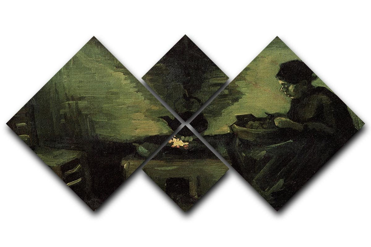 Peasant Woman by the Fireplace by Van Gogh 4 Square Multi Panel Canvas  - Canvas Art Rocks - 1