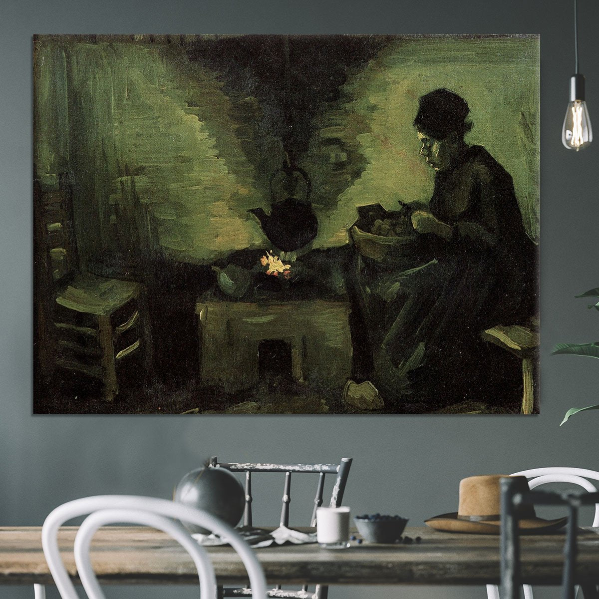 Peasant Woman by the Fireplace by Van Gogh Canvas Print or Poster