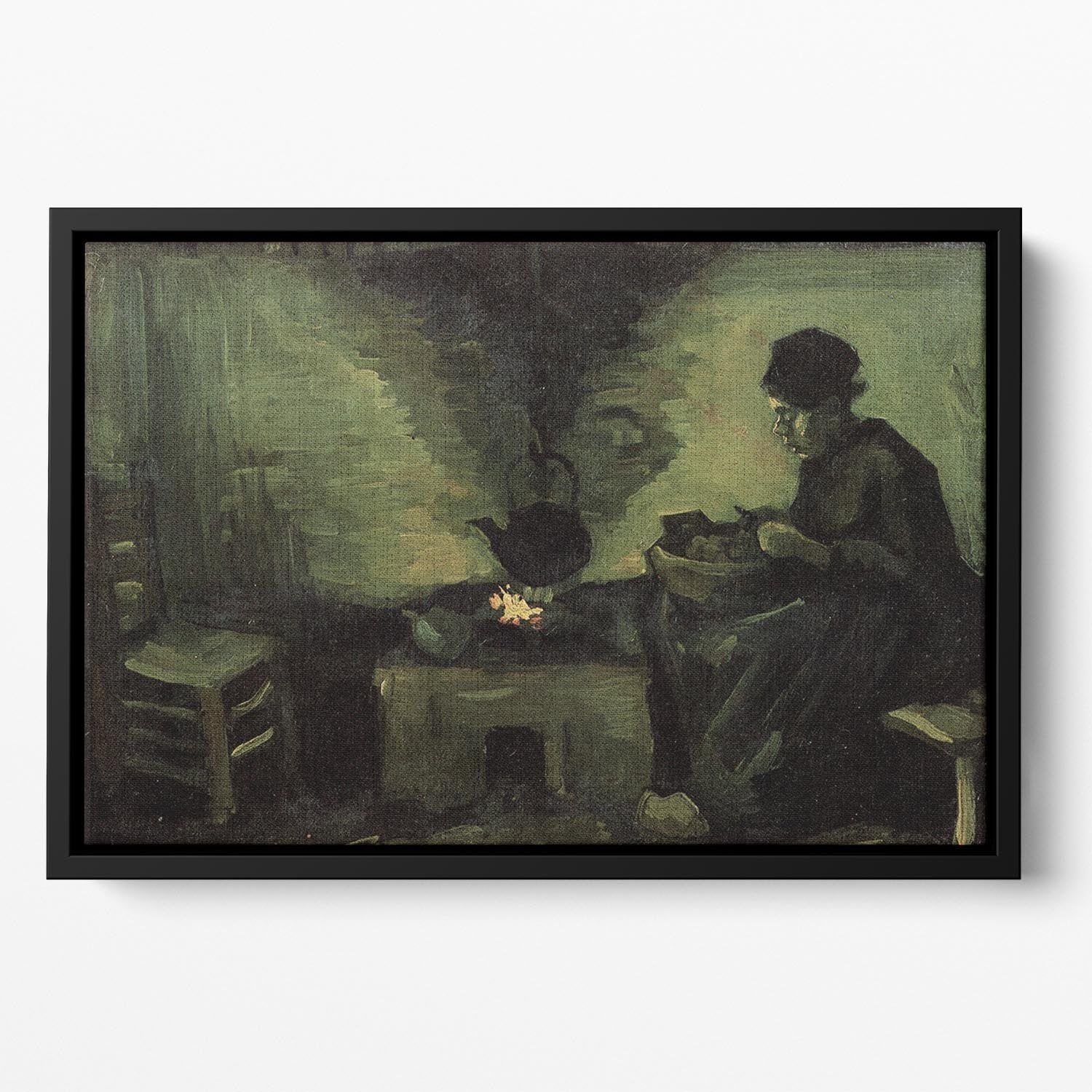 Peasant Woman by the Fireplace by Van Gogh Floating Framed Canvas