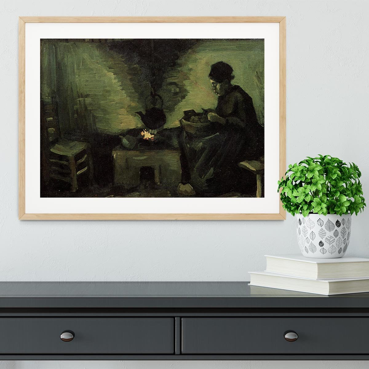 Peasant Woman by the Fireplace by Van Gogh Framed Print - Canvas Art Rocks - 3