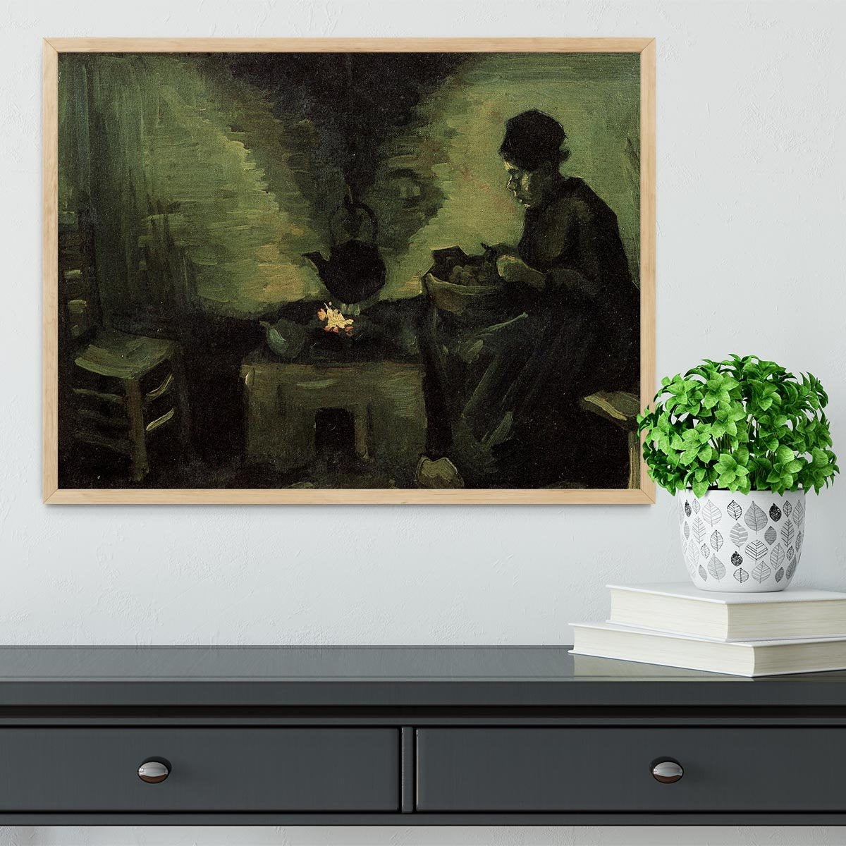Peasant Woman by the Fireplace by Van Gogh Framed Print - Canvas Art Rocks - 4