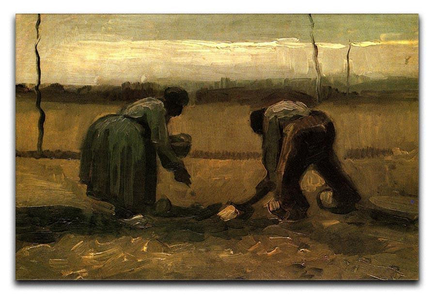Peasant and Peasant Woman Planting Potatoes by Van Gogh Canvas Print & Poster  - Canvas Art Rocks - 1
