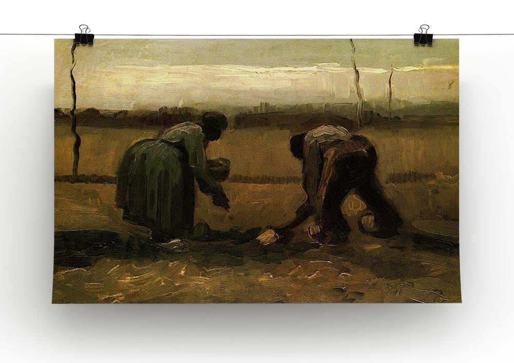 Peasant and Peasant Woman Planting Potatoes by Van Gogh Canvas Print & Poster - Canvas Art Rocks - 2