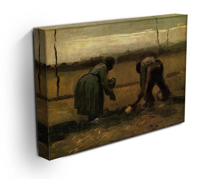 Peasant and Peasant Woman Planting Potatoes by Van Gogh Canvas Print & Poster - Canvas Art Rocks - 3