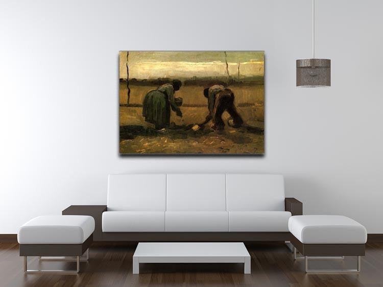 Peasant and Peasant Woman Planting Potatoes by Van Gogh Canvas Print & Poster - Canvas Art Rocks - 4