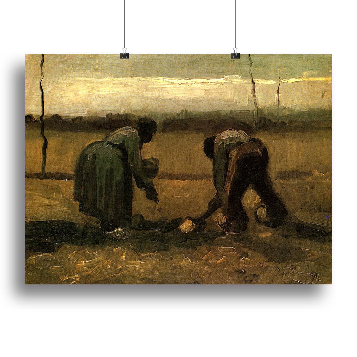 Peasant and Peasant Woman Planting Potatoes by Van Gogh Canvas Print or Poster