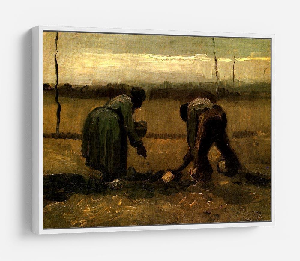 Peasant and Peasant Woman Planting Potatoes by Van Gogh HD Metal Print