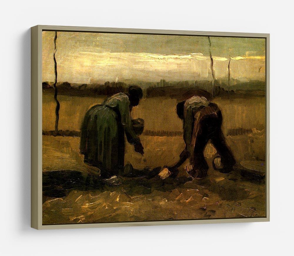 Peasant and Peasant Woman Planting Potatoes by Van Gogh HD Metal Print