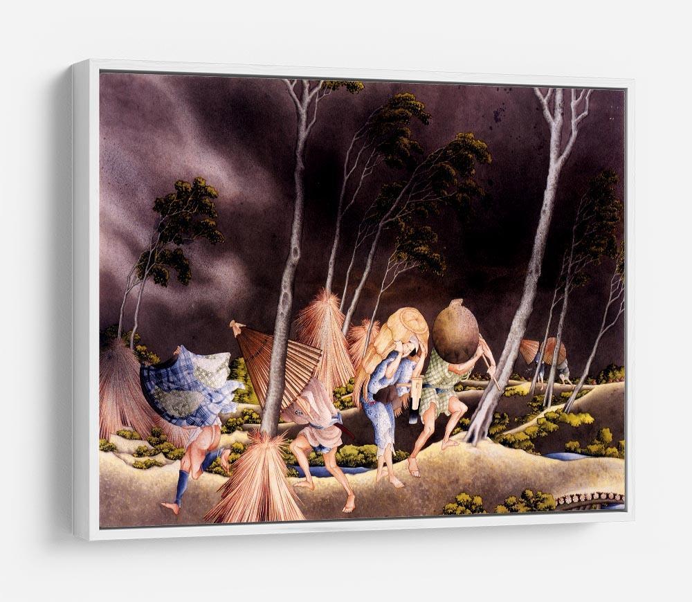 Peasants surprised by a violent storm by Hokusai HD Metal Print