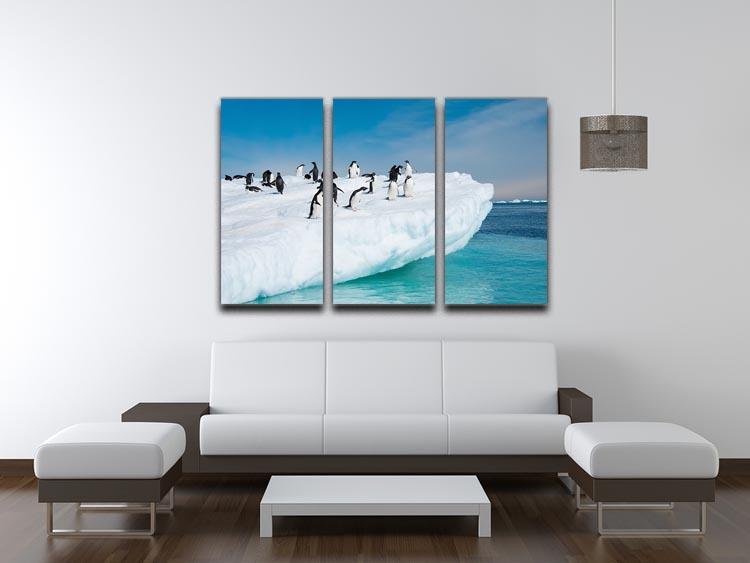 Penguins on Iceberg 3 Split Panel Canvas Print - Canvas Art Rocks - 3
