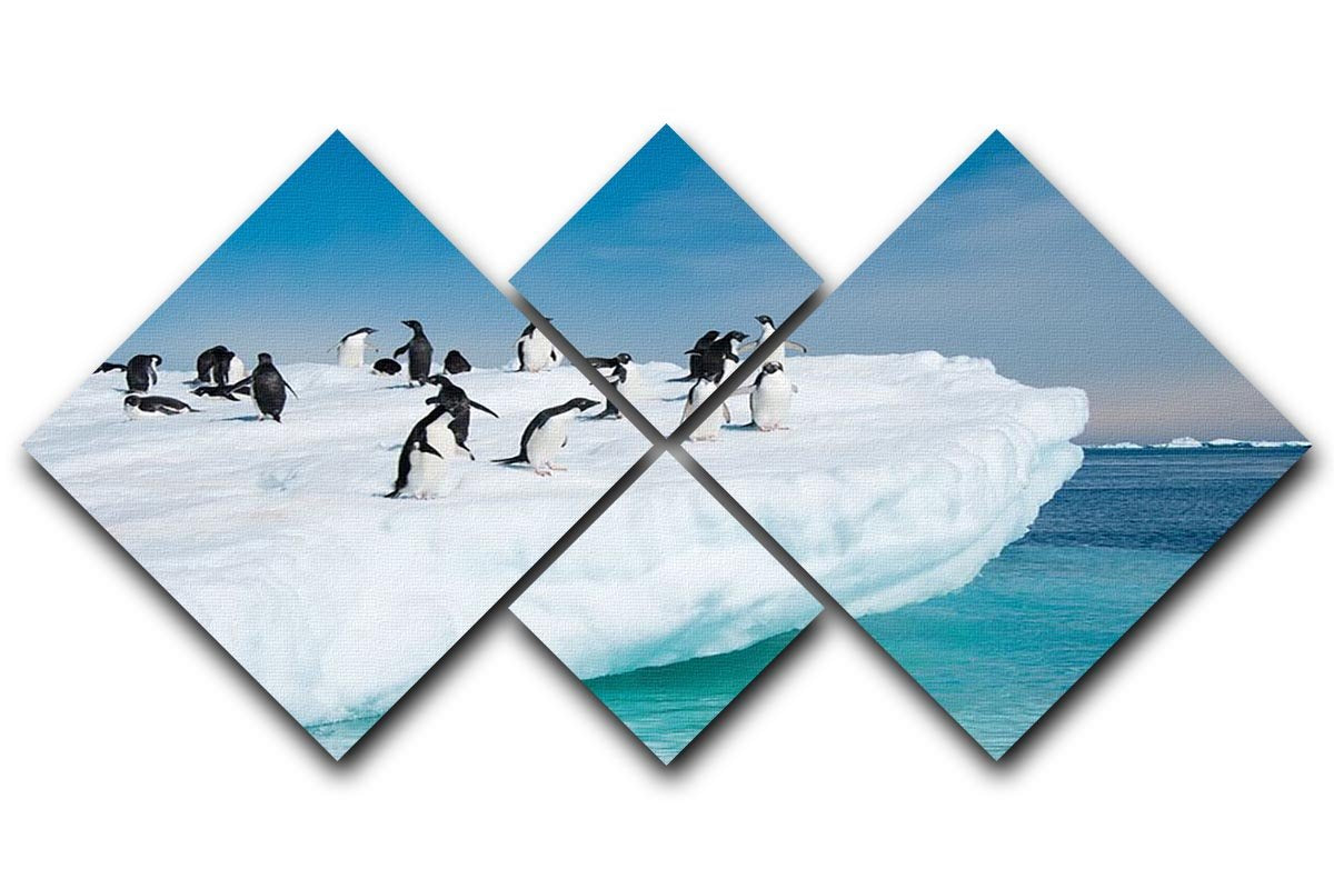 Penguins on Iceberg 4 Square Multi Panel Canvas - Canvas Art Rocks - 1