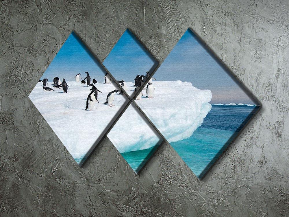Penguins on Iceberg 4 Square Multi Panel Canvas - Canvas Art Rocks - 2