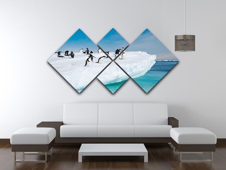 Penguins on Iceberg 4 Square Multi Panel Canvas - Canvas Art Rocks - 3