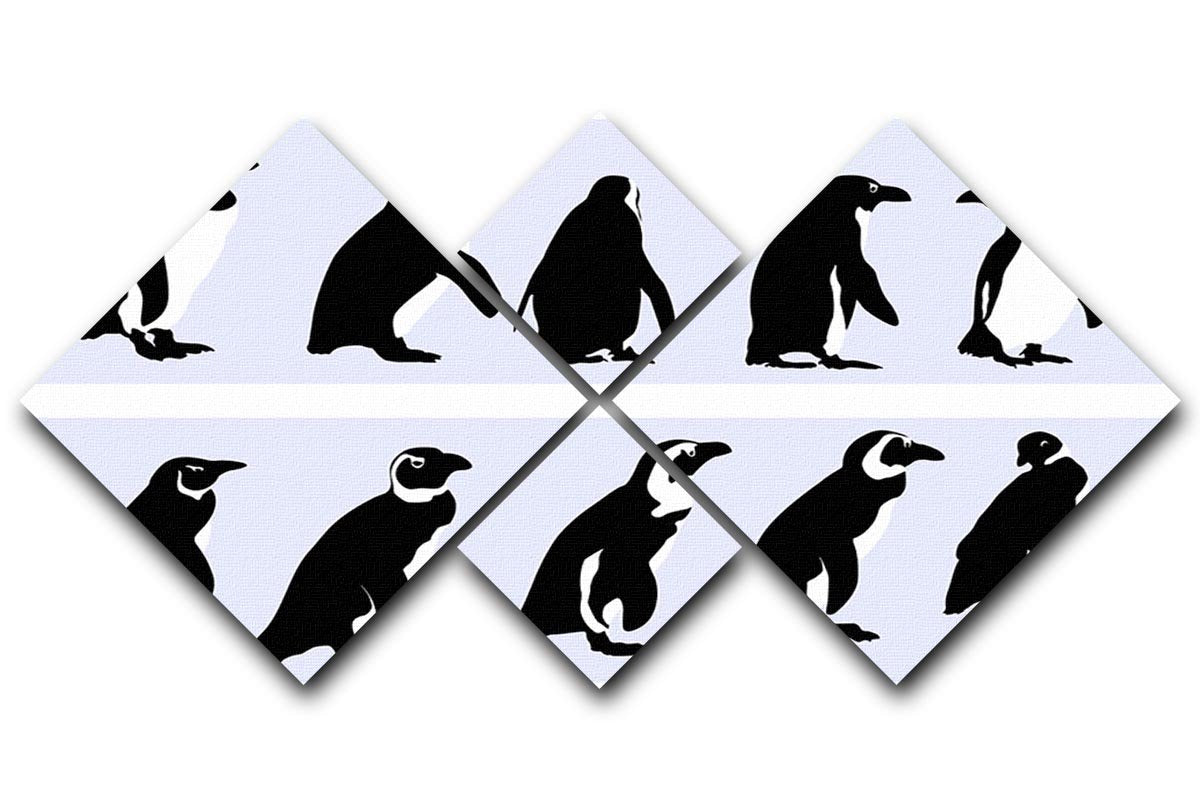 Penguins vector 4 Square Multi Panel Canvas - Canvas Art Rocks - 1