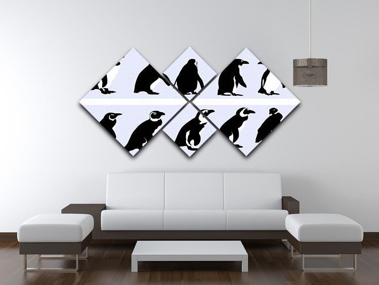 Penguins vector 4 Square Multi Panel Canvas - Canvas Art Rocks - 3