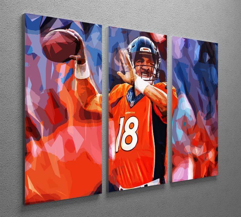 Peyton Manning Denver Broncos 3 Split Panel Canvas Print - Canvas Art Rocks - 2