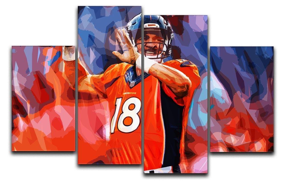 Peyton Manning Denver Broncos 4 Split Panel Canvas  - Canvas Art Rocks - 1