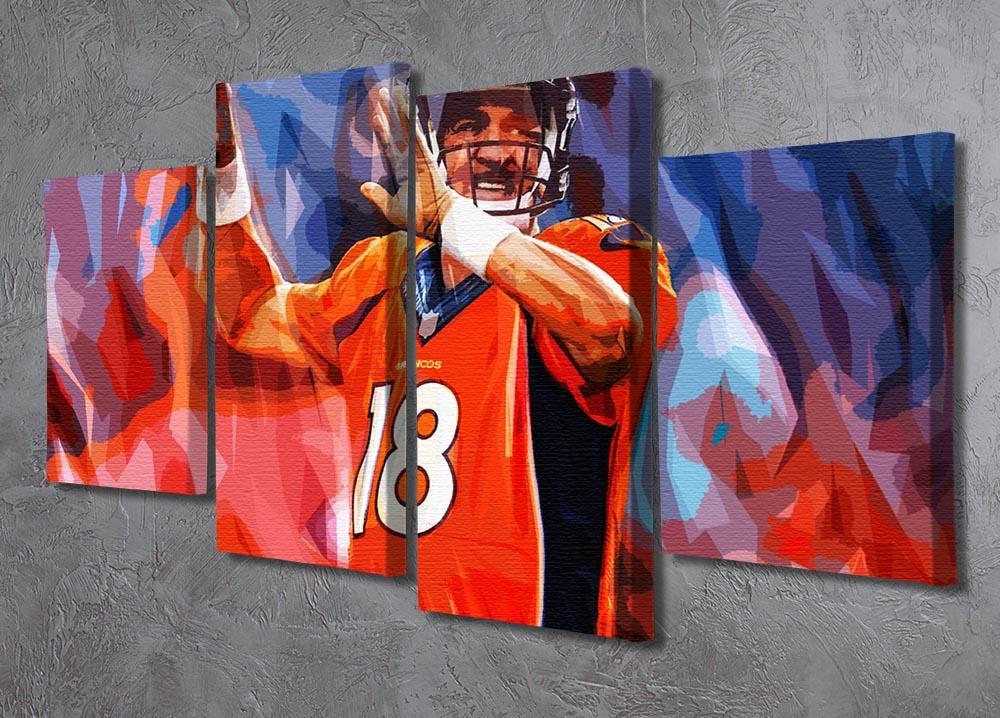 Peyton Manning Denver Broncos 4 Split Panel Canvas - Canvas Art Rocks - 2