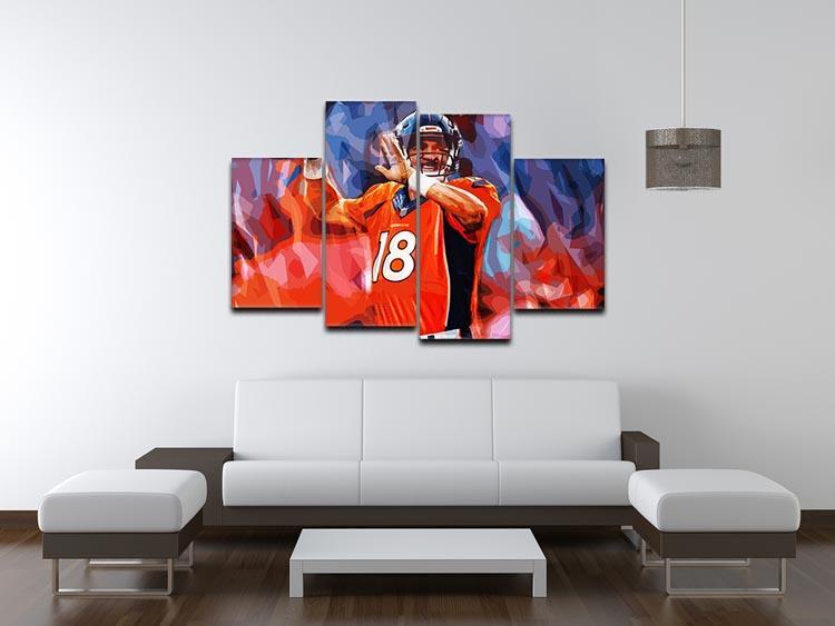 Peyton Manning Denver Broncos 4 Split Panel Canvas - Canvas Art Rocks - 3