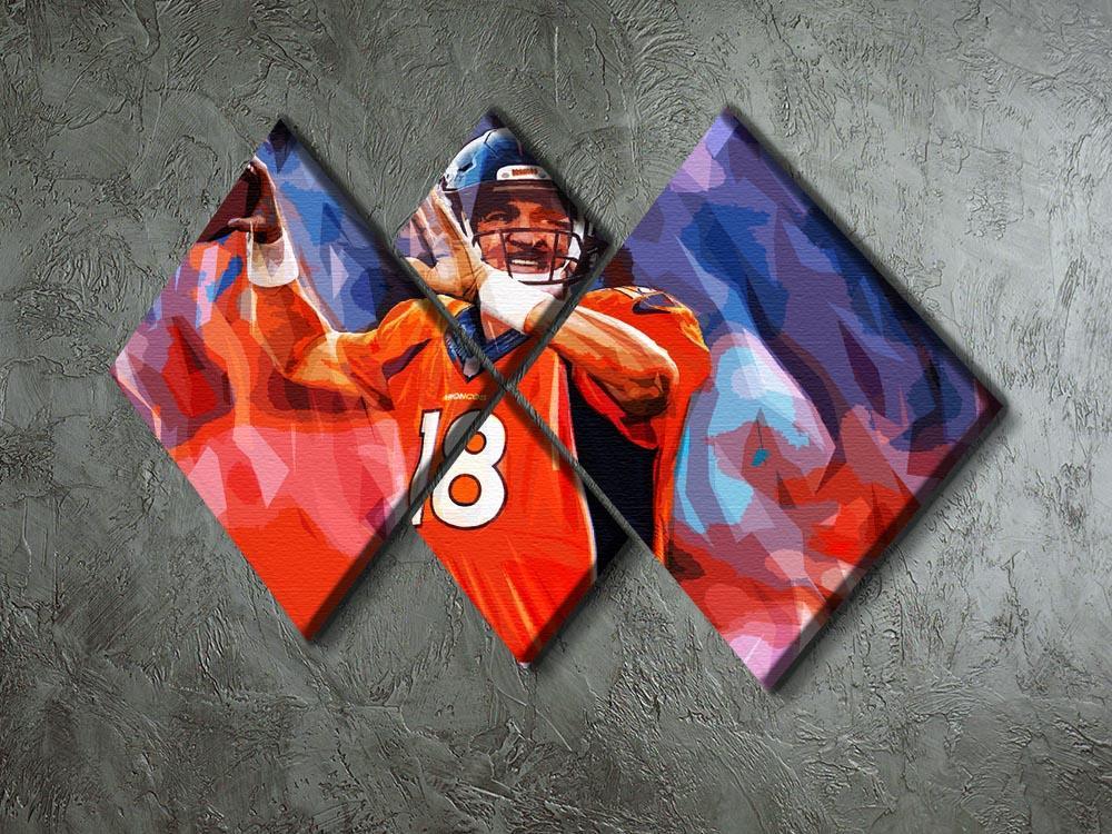 Peyton Manning Denver Broncos 4 Square Multi Panel Canvas - Canvas Art Rocks - 2